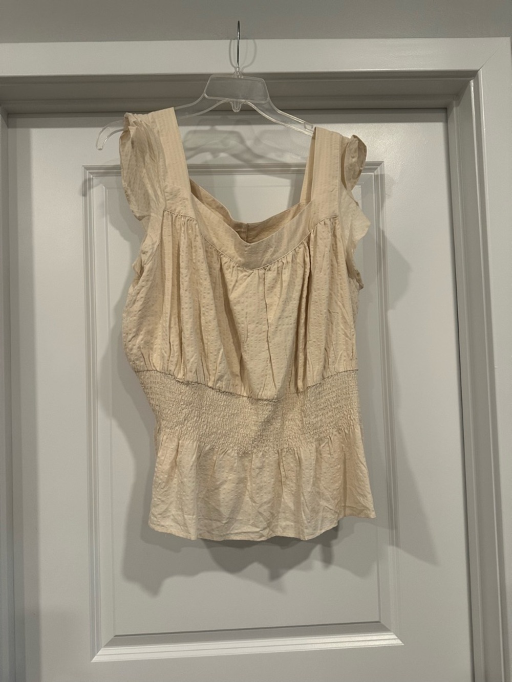 Market & Spruce Cream Smocked Waist Flutter Sleeve Top NWT Size 3X